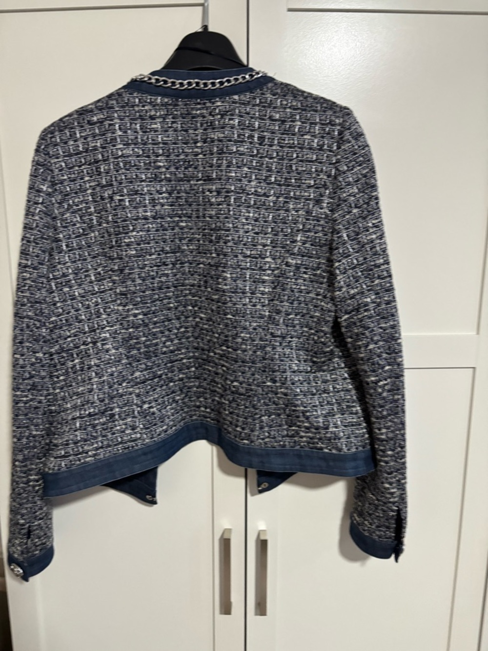 Melanie Lyne Navy Tweed Chain-Trim Jacket in size 8 - Picture 3 of 5